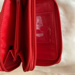 Coral faux leather wallet
